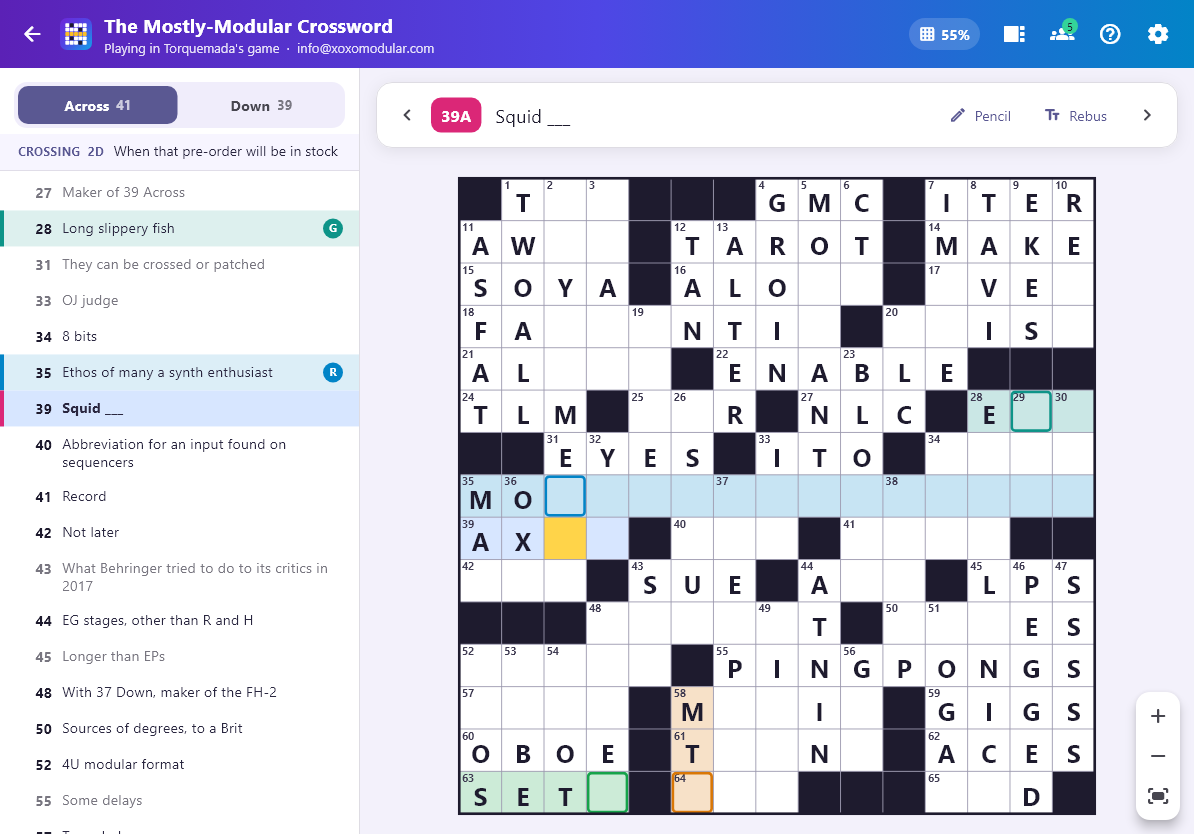 The solver on a tablet with five players, halfway through the puzzle.